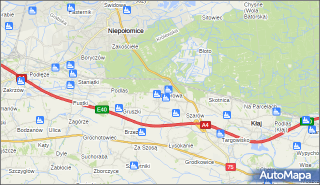 mapa Dąbrowa gmina Kłaj, Dąbrowa gmina Kłaj na mapie Targeo