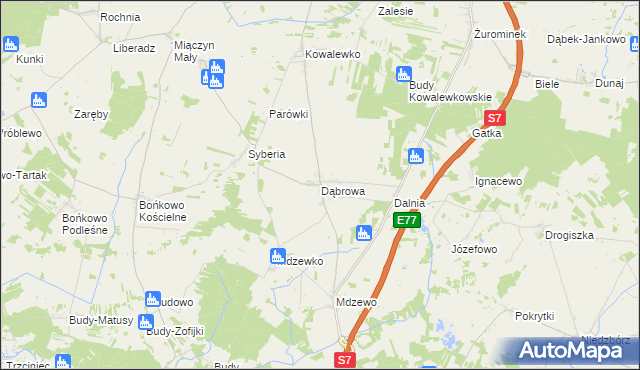 mapa Dąbrowa gmina Strzegowo, Dąbrowa gmina Strzegowo na mapie Targeo