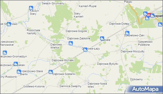 mapa Dąbrowa-Łazy gmina Szepietowo, Dąbrowa-Łazy gmina Szepietowo na mapie Targeo