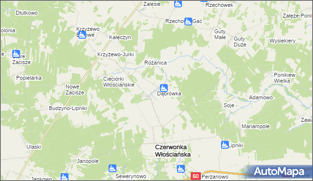 mapa Dąbrówka gmina Czerwonka, Dąbrówka gmina Czerwonka na mapie Targeo