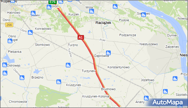 mapa Dąbrówka gmina Raciążek, Dąbrówka gmina Raciążek na mapie Targeo