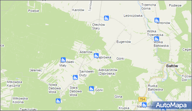 mapa Dąbrówka gmina Sienno, Dąbrówka gmina Sienno na mapie Targeo