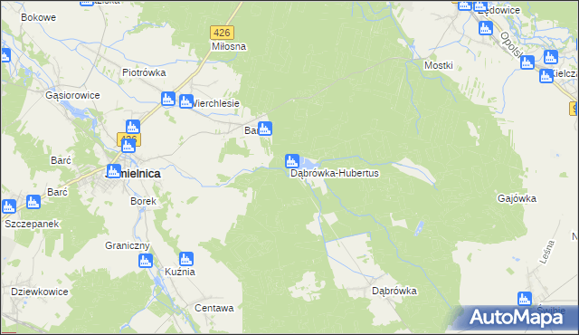 mapa Dąbrówka-Hubertus, Dąbrówka-Hubertus na mapie Targeo