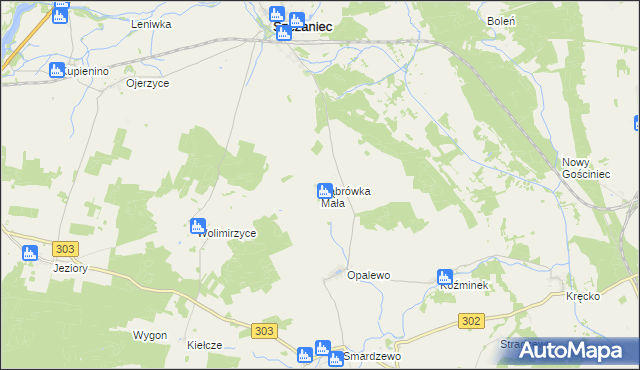mapa Dąbrówka Mała gmina Szczaniec, Dąbrówka Mała gmina Szczaniec na mapie Targeo