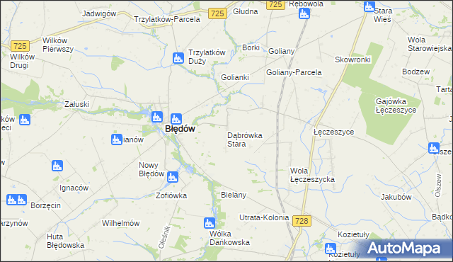mapa Dąbrówka Stara, Dąbrówka Stara na mapie Targeo
