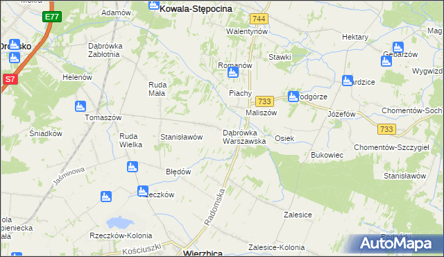 mapa Dąbrówka Warszawska, Dąbrówka Warszawska na mapie Targeo