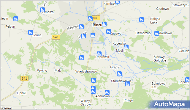 mapa Dąbrówki gmina Bieżuń, Dąbrówki gmina Bieżuń na mapie Targeo