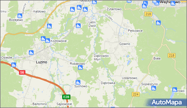 mapa Dąbrowski Młyn, Dąbrowski Młyn na mapie Targeo