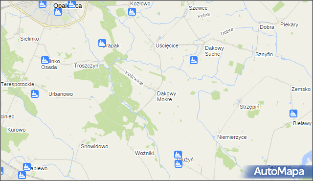 mapa Dakowy Mokre, Dakowy Mokre na mapie Targeo