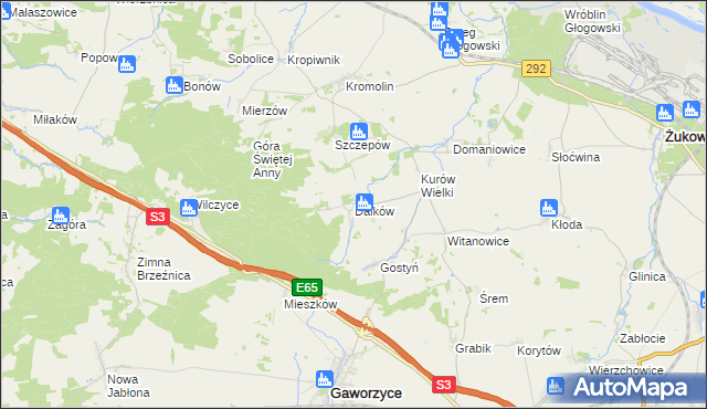 mapa Dalków gmina Gaworzyce, Dalków gmina Gaworzyce na mapie Targeo