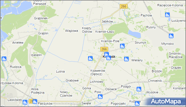 mapa Dębicz gmina Kramsk, Dębicz gmina Kramsk na mapie Targeo
