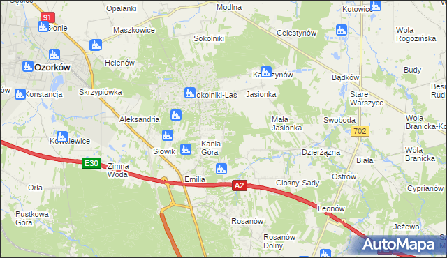 mapa Dębniak gmina Zgierz, Dębniak gmina Zgierz na mapie Targeo