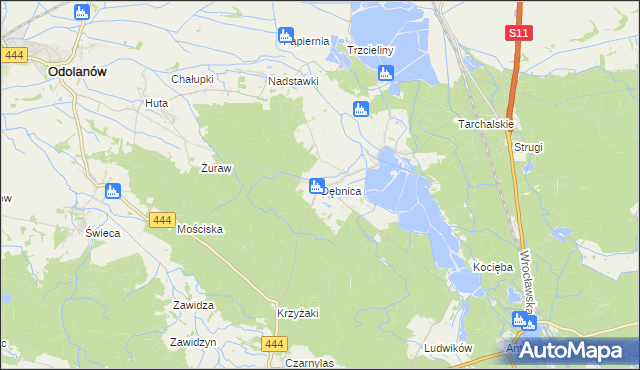 mapa Dębnica gmina Przygodzice, Dębnica gmina Przygodzice na mapie Targeo