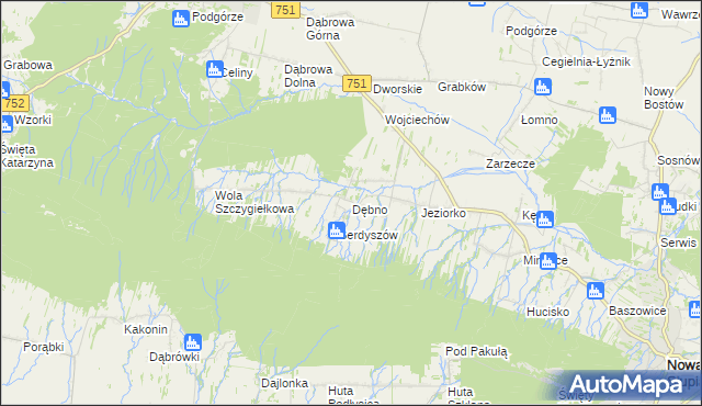 mapa Dębno gmina Nowa Słupia, Dębno gmina Nowa Słupia na mapie Targeo
