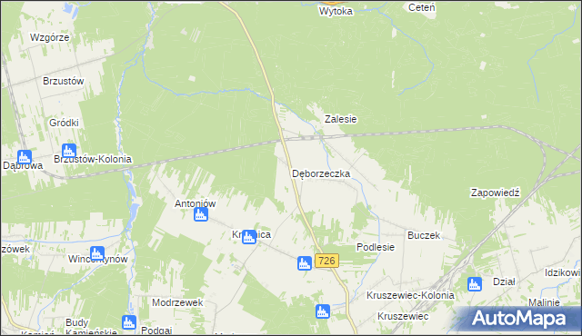 mapa Dęborzeczka, Dęborzeczka na mapie Targeo