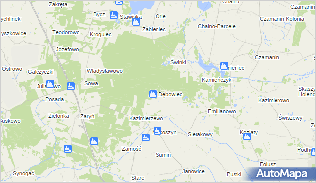 mapa Dębowiec gmina Wierzbinek, Dębowiec gmina Wierzbinek na mapie Targeo