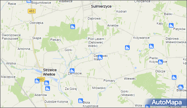 mapa Dębowiec Mały, Dębowiec Mały na mapie Targeo