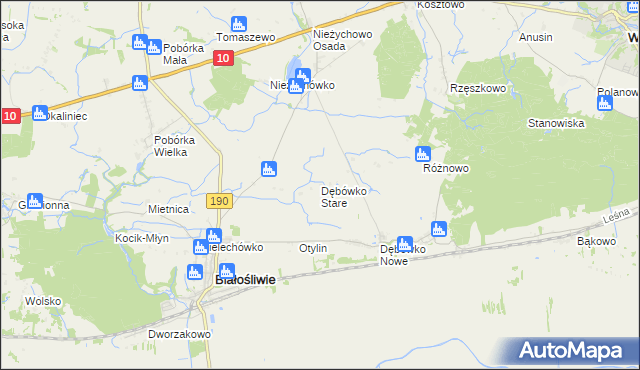 mapa Dębówko Stare, Dębówko Stare na mapie Targeo