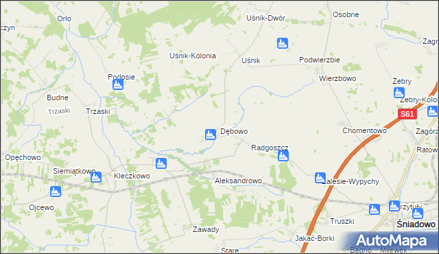 mapa Dębowo gmina Śniadowo, Dębowo gmina Śniadowo na mapie Targeo