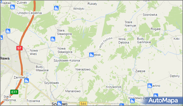 mapa Dębsk gmina Szydłowo, Dębsk gmina Szydłowo na mapie Targeo