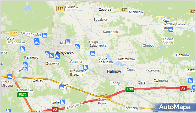mapa Długa Kościelna, Długa Kościelna na mapie Targeo