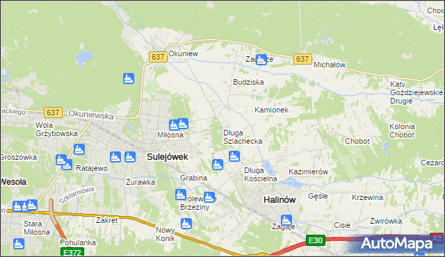 mapa Długa Szlachecka, Długa Szlachecka na mapie Targeo
