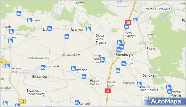 mapa Długa Wieś Pierwsza, Długa Wieś Pierwsza na mapie Targeo