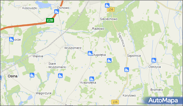 mapa Długołęka gmina Nowogard, Długołęka gmina Nowogard na mapie Targeo