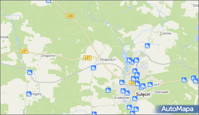 mapa Długoszyn, Długoszyn na mapie Targeo