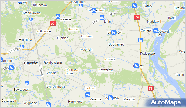 mapa Dobiecin gmina Chynów, Dobiecin gmina Chynów na mapie Targeo