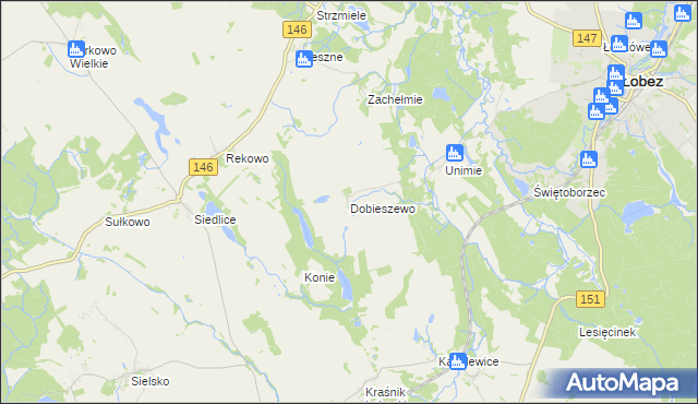 mapa Dobieszewo gmina Łobez, Dobieszewo gmina Łobez na mapie Targeo