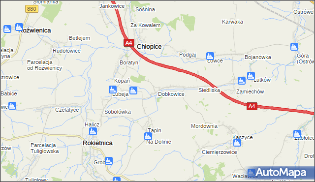 mapa Dobkowice gmina Chłopice, Dobkowice gmina Chłopice na mapie Targeo
