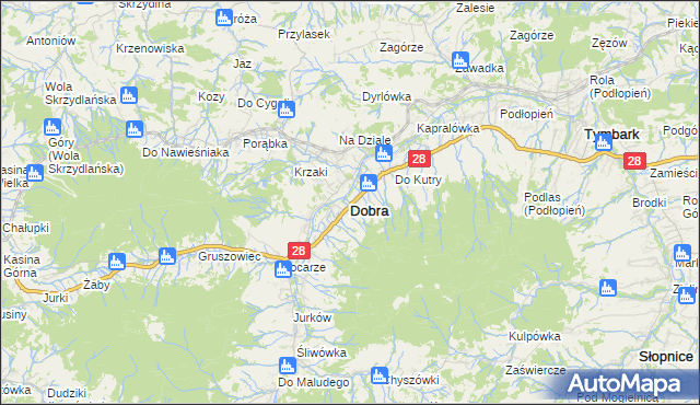 mapa Dobra powiat limanowski, Dobra powiat limanowski na mapie Targeo