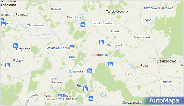 mapa Dobrogosty gmina Dzierzgowo, Dobrogosty gmina Dzierzgowo na mapie Targeo