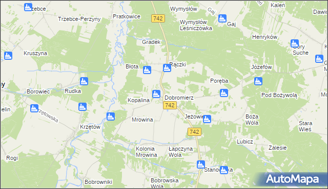 mapa Dobromierz gmina Kluczewsko, Dobromierz gmina Kluczewsko na mapie Targeo