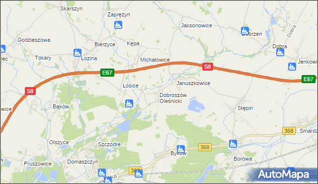 mapa Dobroszów Oleśnicki, Dobroszów Oleśnicki na mapie Targeo