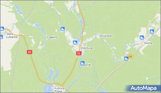 mapa Dobrzyca gmina Szydłowo, Dobrzyca gmina Szydłowo na mapie Targeo