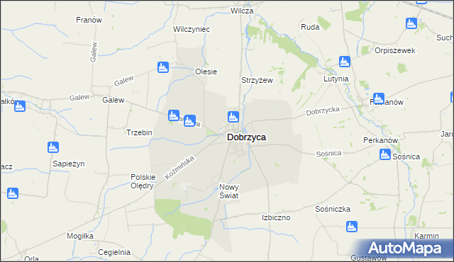 mapa Dobrzyca powiat pleszewski, Dobrzyca powiat pleszewski na mapie Targeo