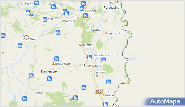 mapa Dołhobrody, Dołhobrody na mapie Targeo