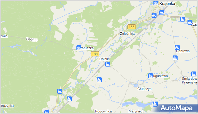 mapa Dolnik gmina Krajenka, Dolnik gmina Krajenka na mapie Targeo
