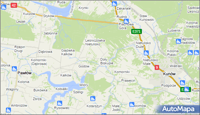 mapa Doły Biskupie, Doły Biskupie na mapie Targeo