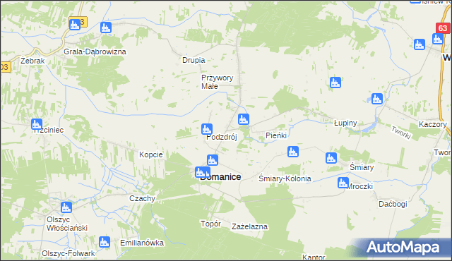 mapa Domanice-Kolonia, Domanice-Kolonia na mapie Targeo