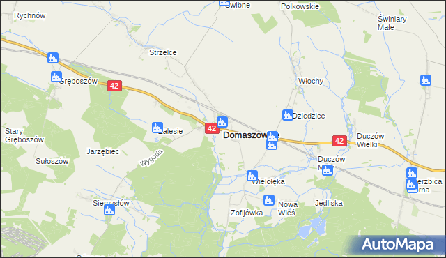 mapa Domaszowice powiat namysłowski, Domaszowice powiat namysłowski na mapie Targeo