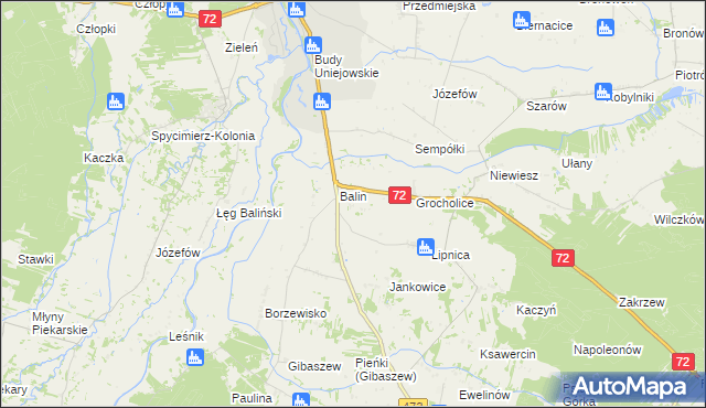 mapa Dominikowice gmina Poddębice, Dominikowice gmina Poddębice na mapie Targeo