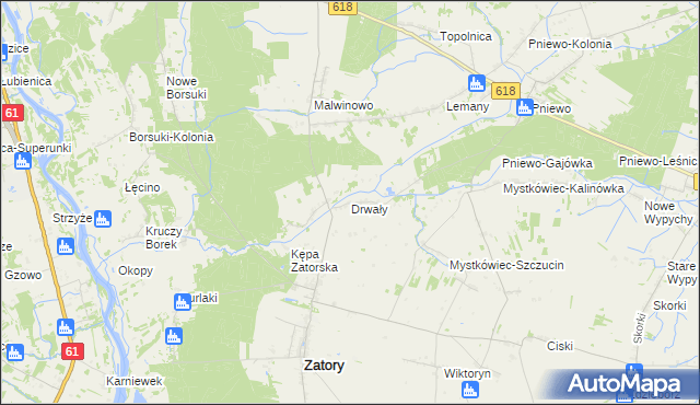 mapa Drwały gmina Zatory, Drwały gmina Zatory na mapie Targeo