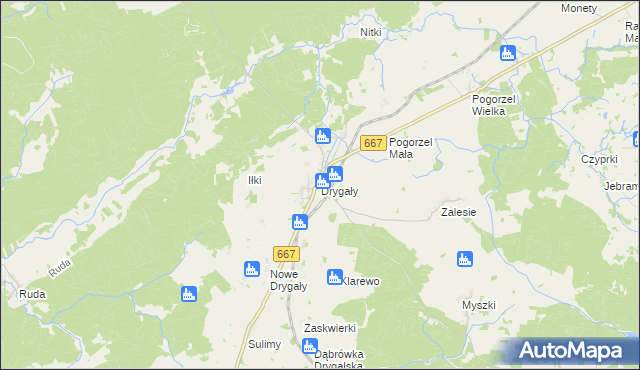 mapa Drygały, Drygały na mapie Targeo
