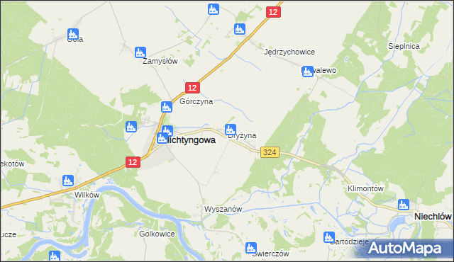 mapa Dryżyna, Dryżyna na mapie Targeo