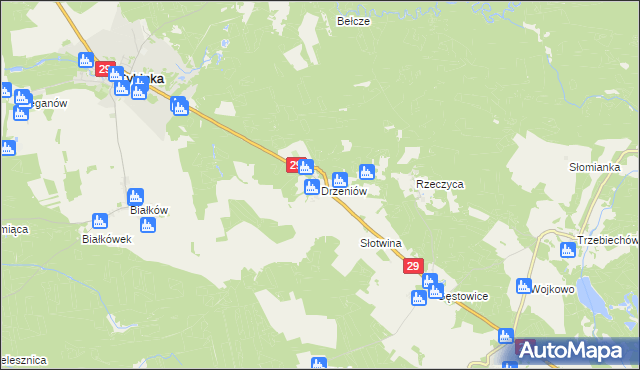 mapa Drzeniów gmina Cybinka, Drzeniów gmina Cybinka na mapie Targeo