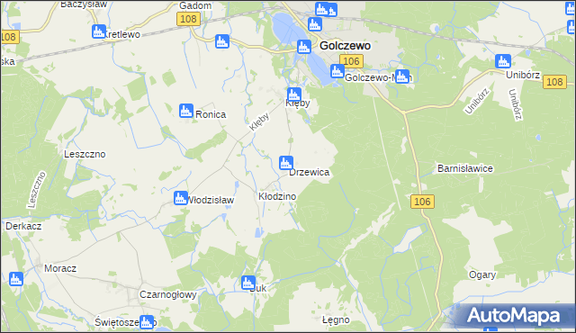 mapa Drzewica gmina Golczewo, Drzewica gmina Golczewo na mapie Targeo