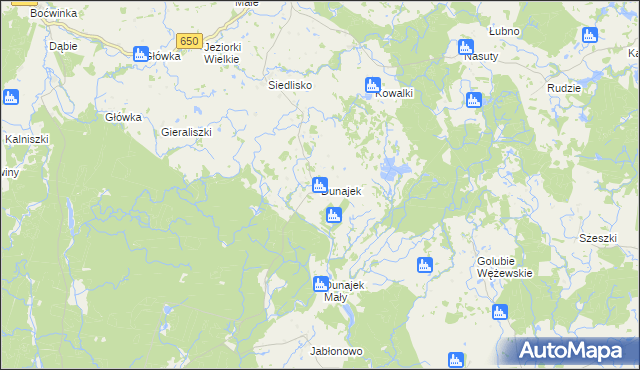 mapa Dunajek gmina Gołdap, Dunajek gmina Gołdap na mapie Targeo